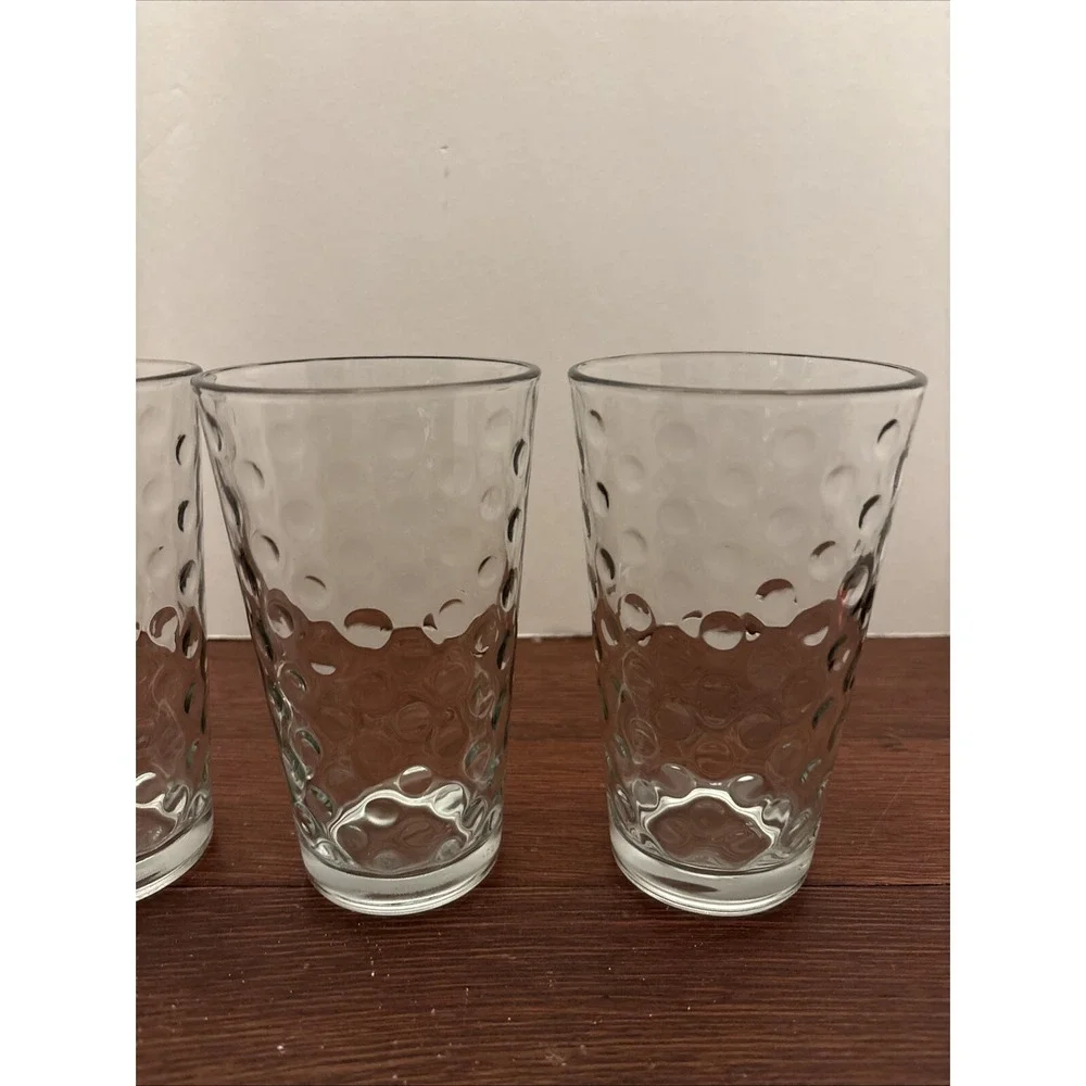 VTG  1960's‎ Libbey AWA Dot Reverse Optic 16oz Clear Ice Tea Glasses Set of 4